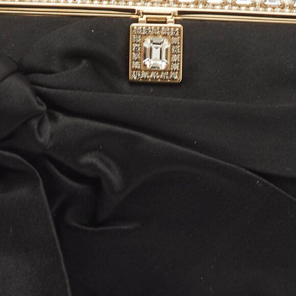 Valentino Bow Satin Crystals Embellished Frame Baguette Bag - Picture 5 of 7